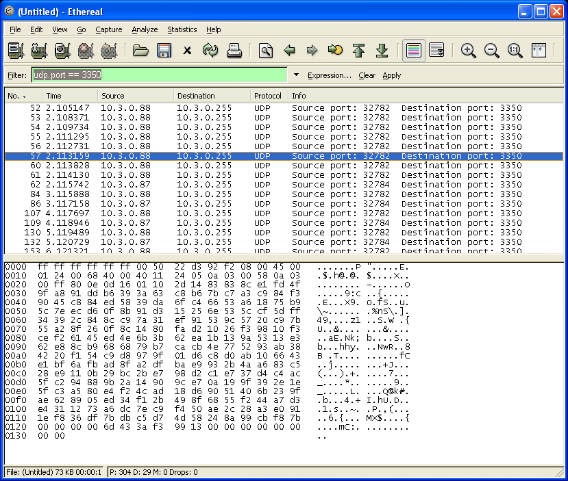 OSPL Sniff Showing Encrypted Traffic