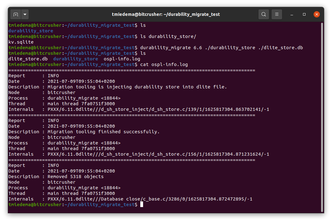 Example offline migration
