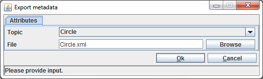 Export Metadata dialog