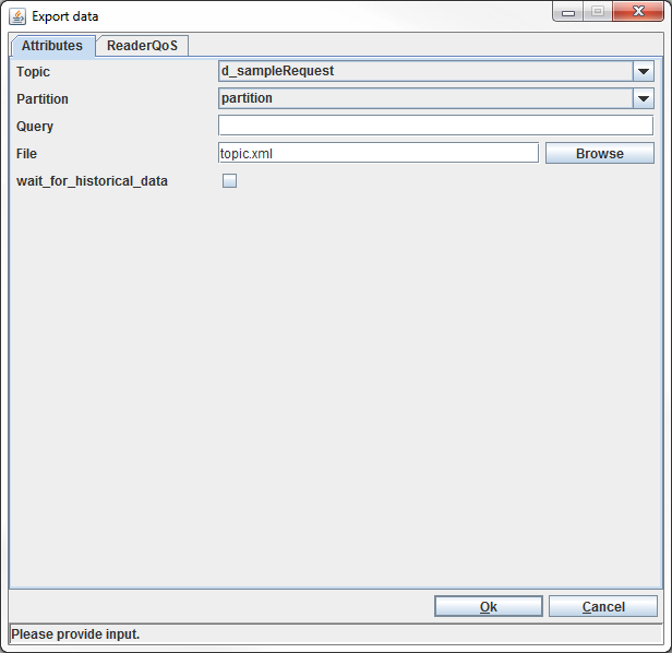 Export Data (Existing Partition) dialog