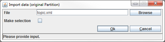 Import Data (original Partition) dialog