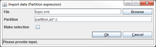 Import Data (Partition expression) dialog