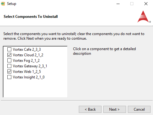 Choose components to uninstall