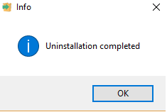 Uninstallation completed