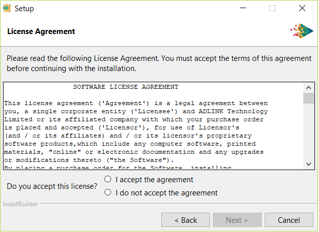 Accept the License Agreement