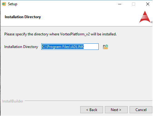 Choose a location for the Vortex Platform installation