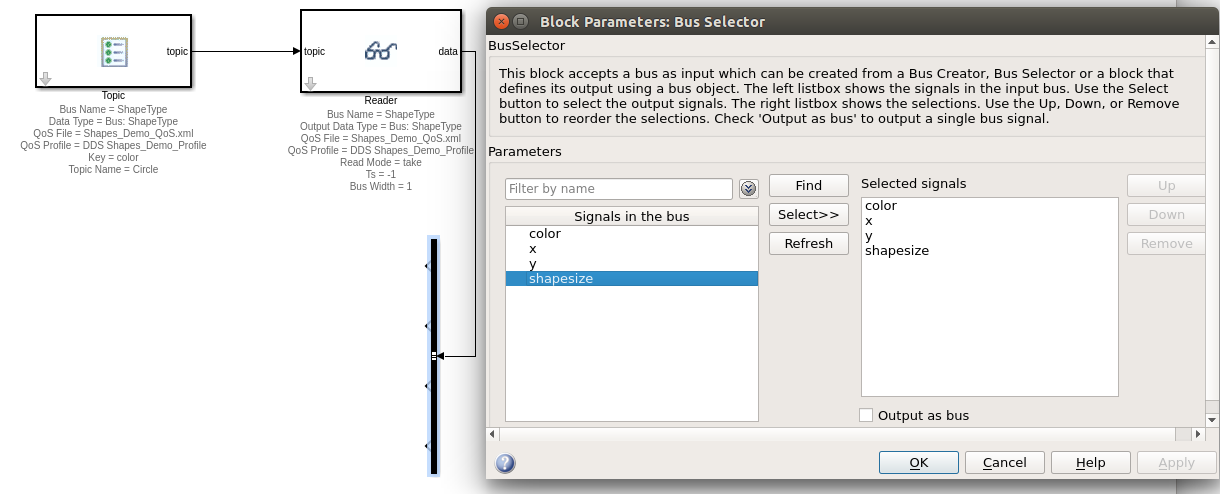 Bus Selector Block Parameters
