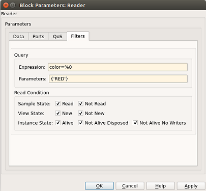 Reader Block Parameters : Filters