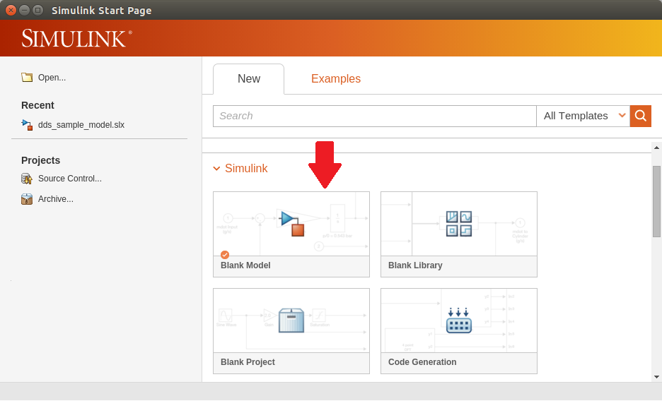 Start Add new blank model