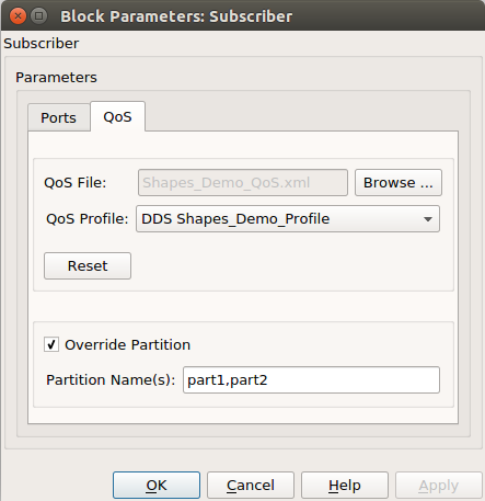 Subscriber Block Parameters : Override Partition QoS