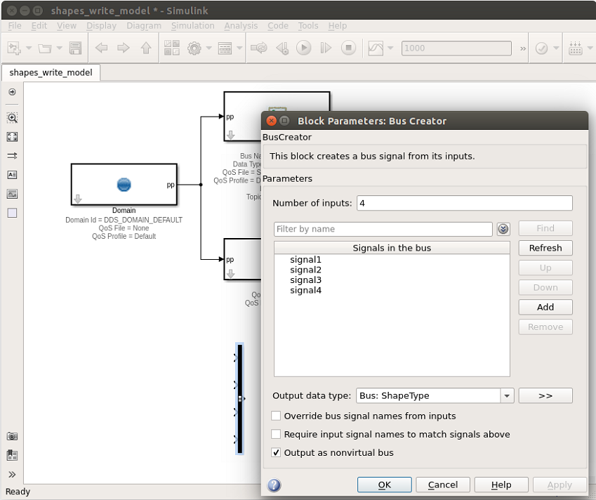 Set Bus Creator Block Parameters