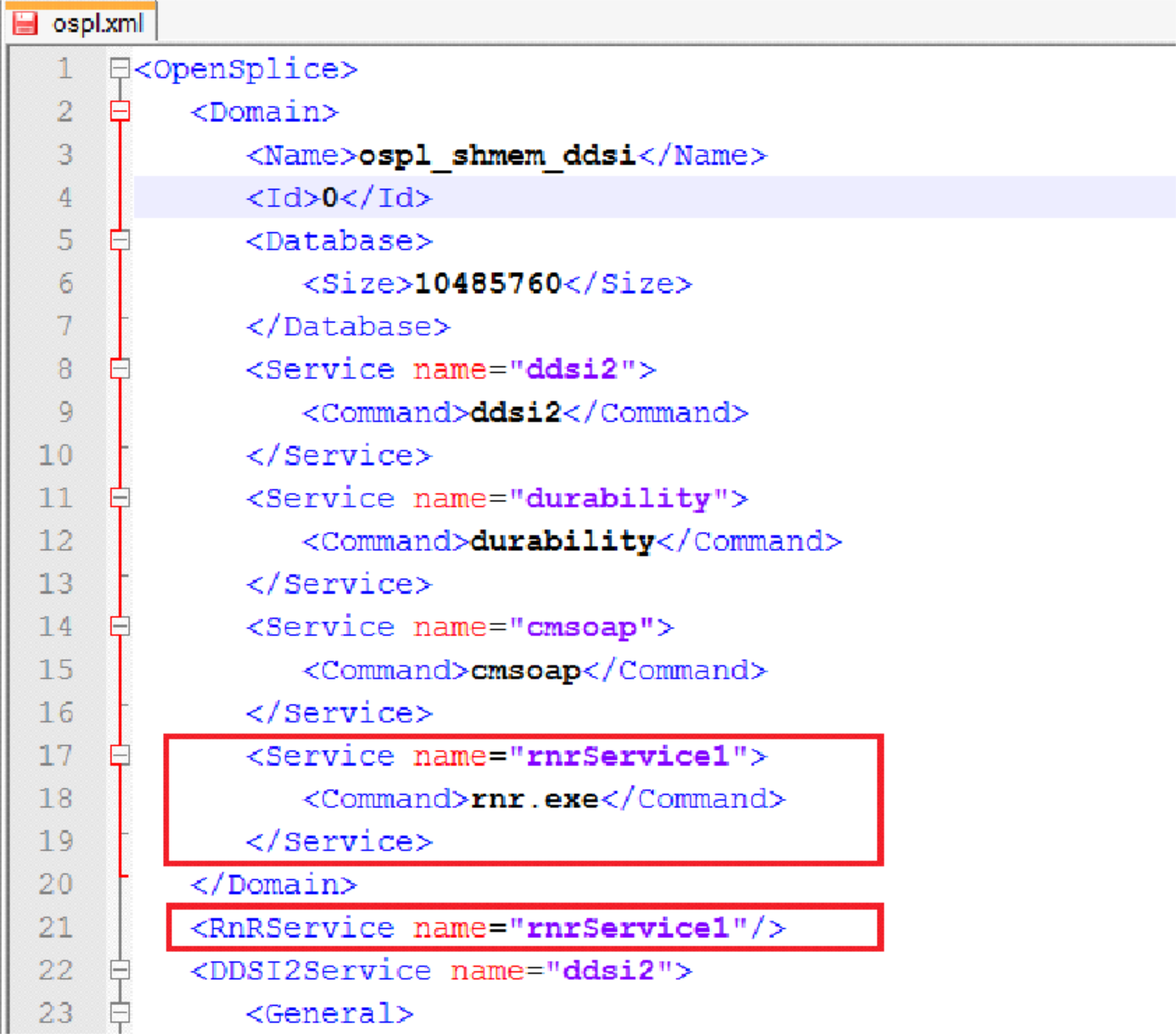 RnR Service Configuration in ospl.xml