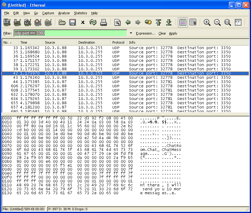 OSPL Sniff Showing Unencrypted Traffic