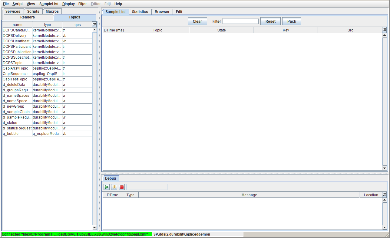 Tester main window