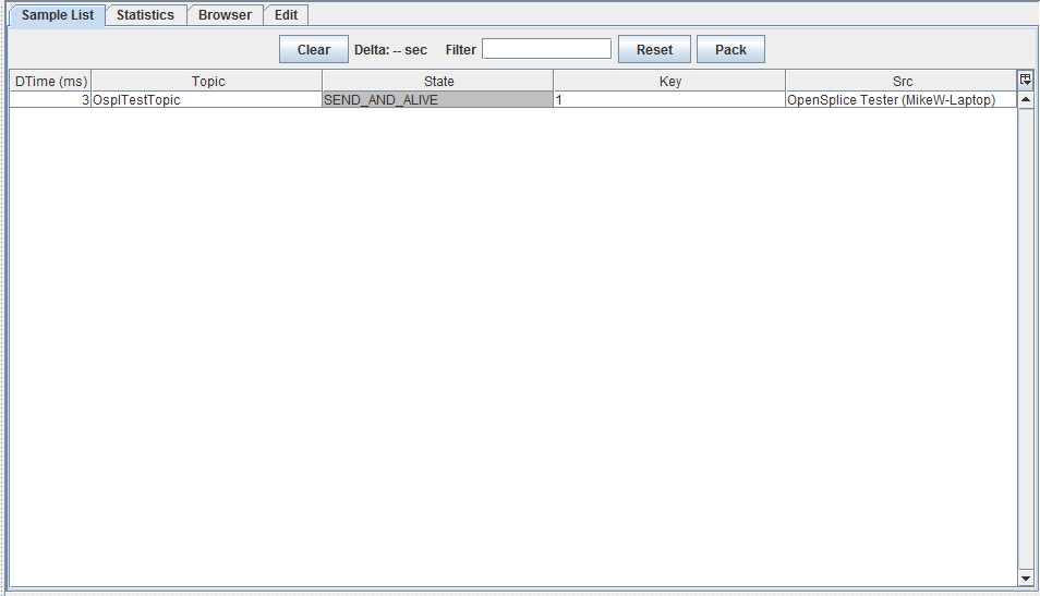 Sample list window