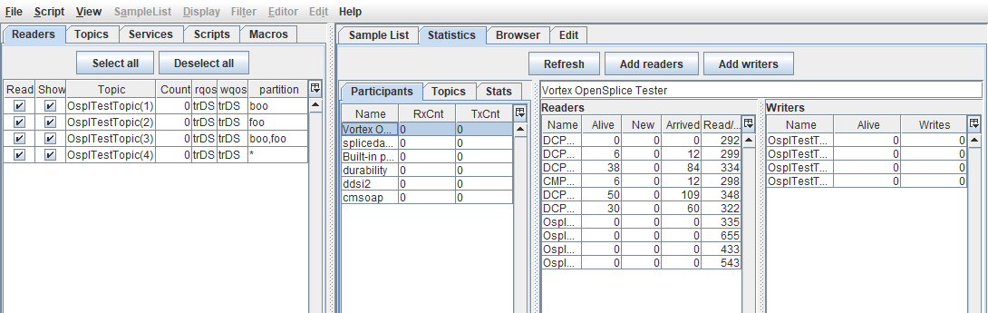 Statistics window