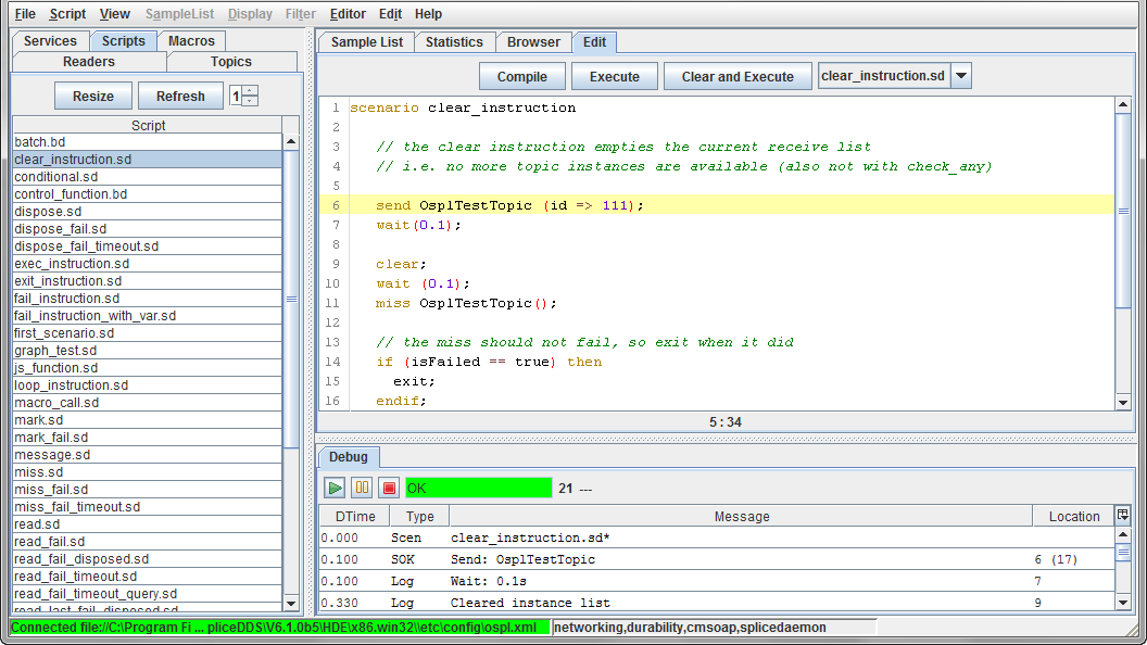 Script editing window