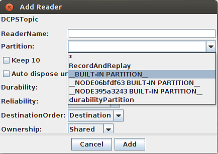 Add Reader dialog
