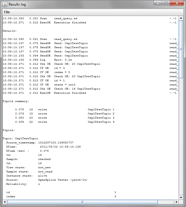 Detailed Batch results log