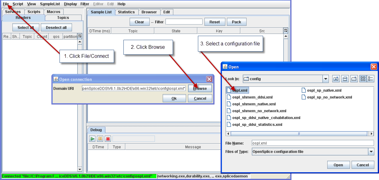 Connecting to a local OpenSplice instance