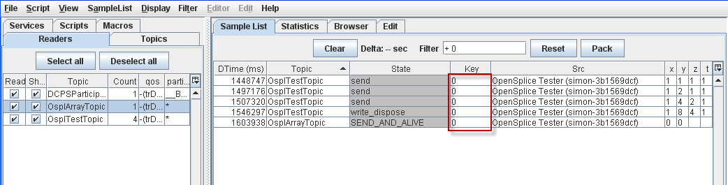 Sample List filtered by Key value