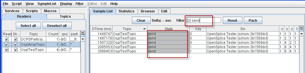 Sample List filtered by column text
