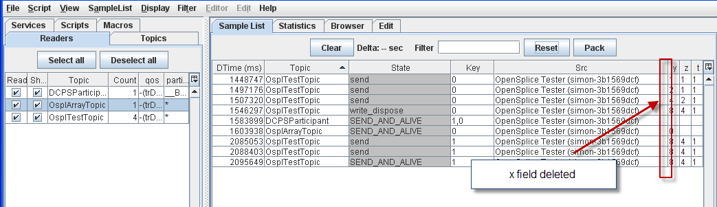 Column deleted from Sample List display