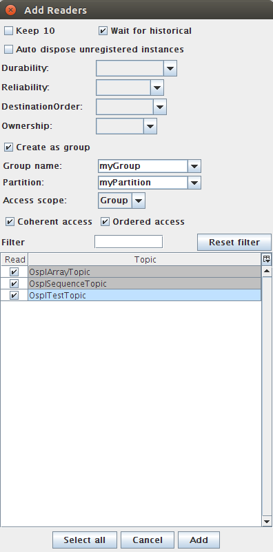 Create multiple Readers under a Group