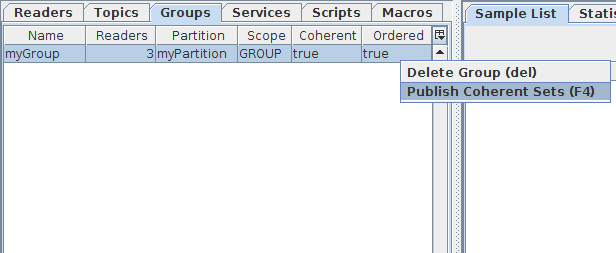 Publish coherent sets menu